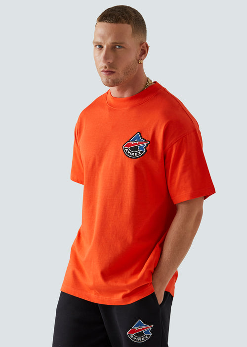 Orange Avirex t-shirt with embroidered logo