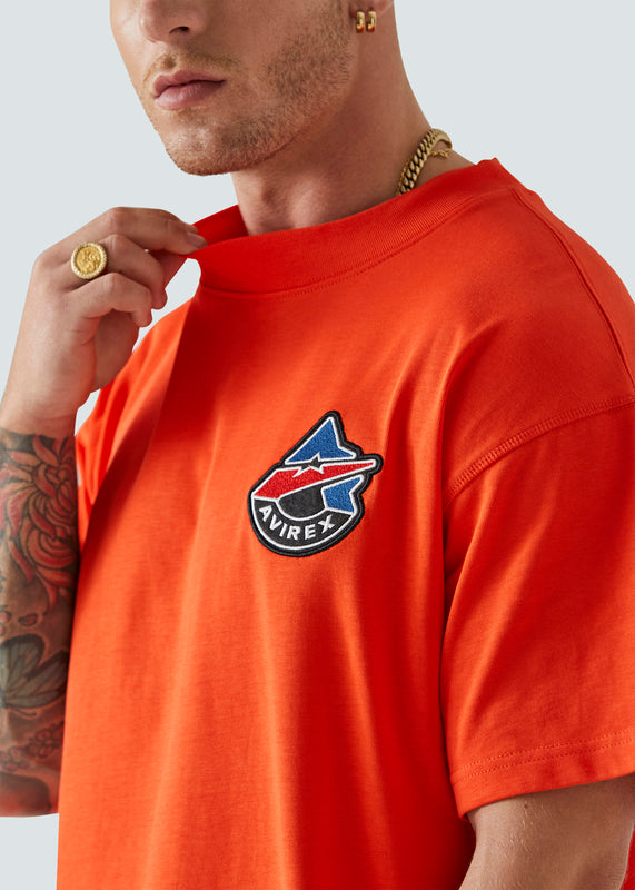 Orange Avirex t-shirt with embroidered logo