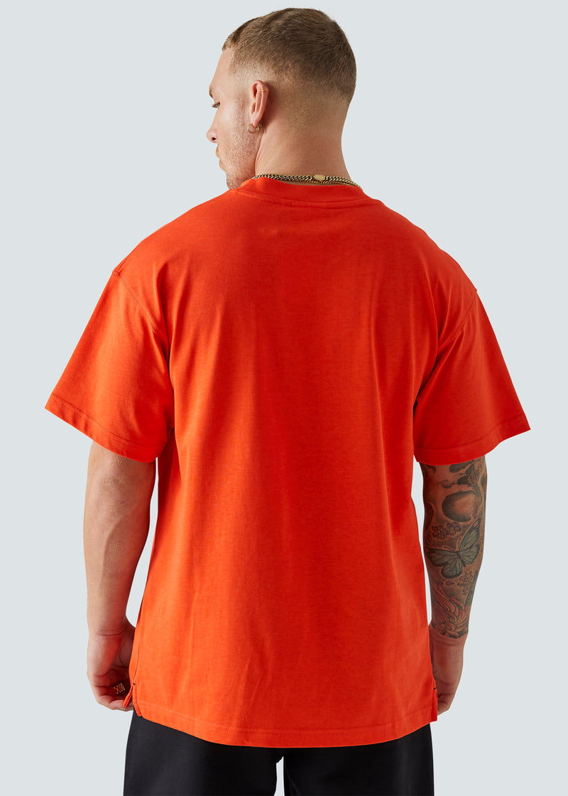 Load image into Gallery viewer, Orange Avirex t-shirt seam detail
