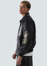 Load image into Gallery viewer, Avirex VINTAGE Speed Tigers Black Leather Jacket - Black - Side
