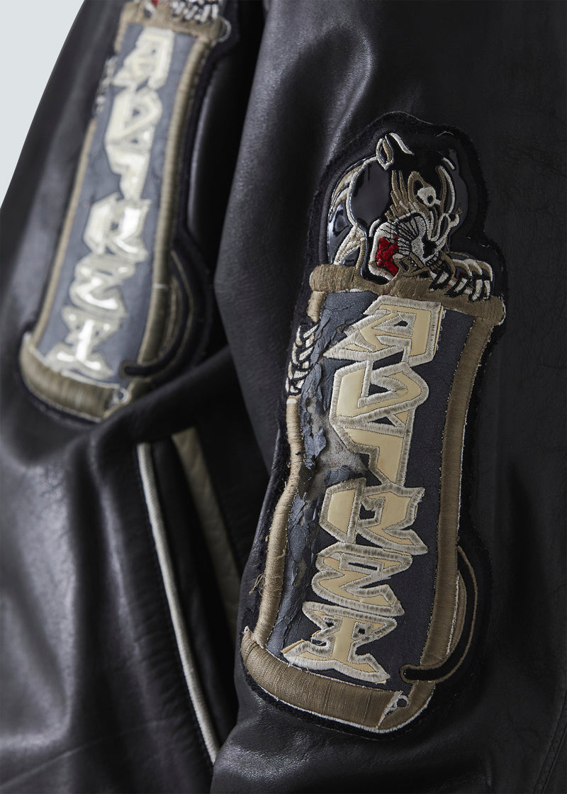 Load image into Gallery viewer, Avirex VINTAGE Speed Tigers Black Leather Jacket - Black - Detail
