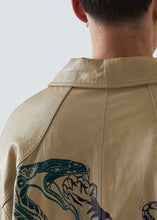 Load image into Gallery viewer, Avirex VINTAGE Hand Painted Ivy Leather Jacket - Ivory - Detail
