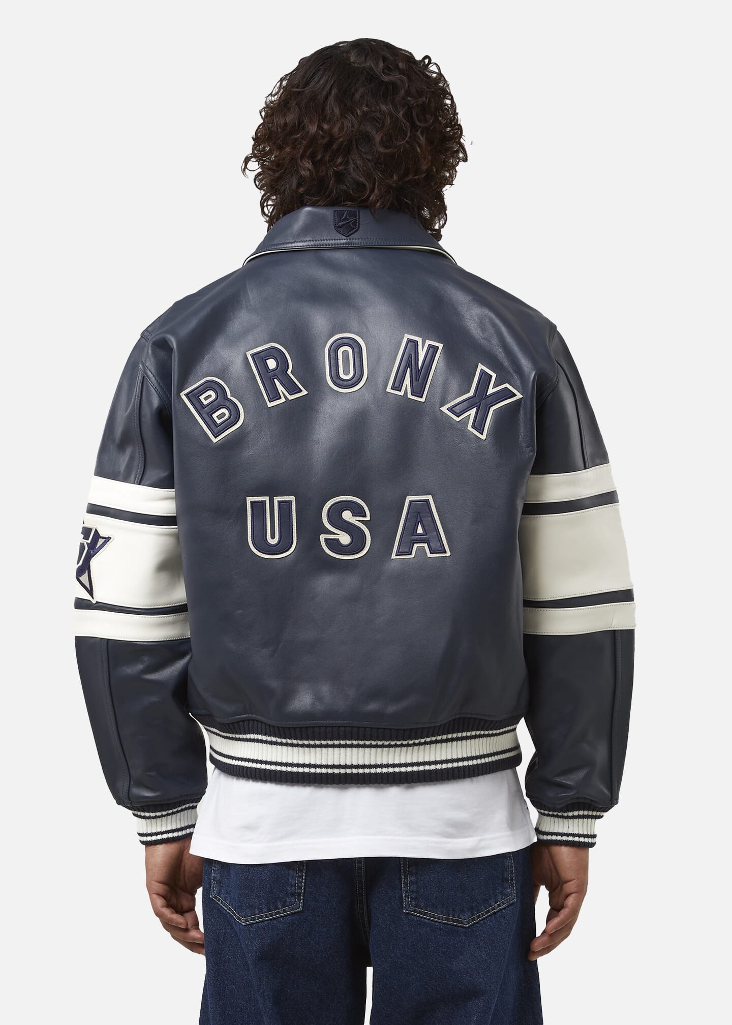 Bronx Leather Jacket - Navy | Avirex USA