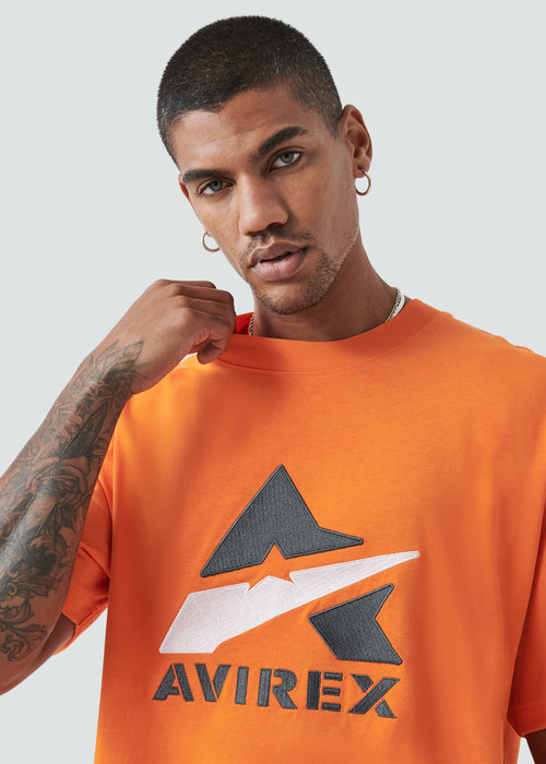 Orange Avirex t-shirt, embroidered logo