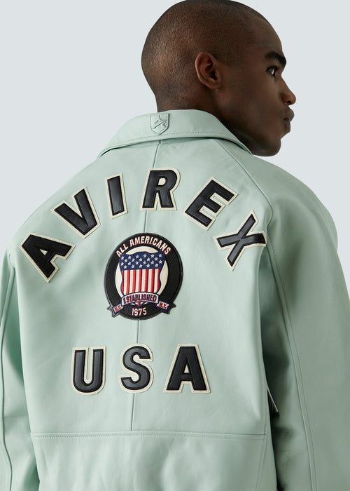 Avirex Icon Leather Jacket - Green - Back