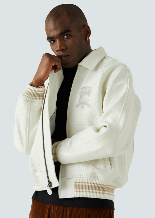 Croc Icon Leather Jacket - White
