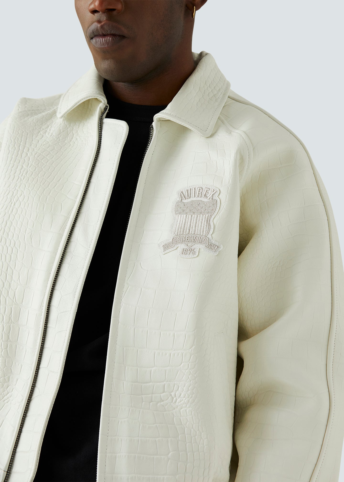Avirex Croc Icon Leather Jacket - White - Detail