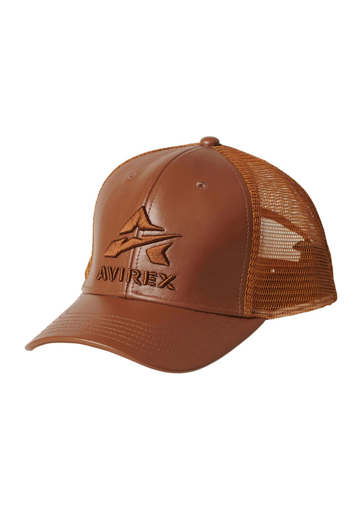 Avirex Leather Mesh Hat - Wheat - Front