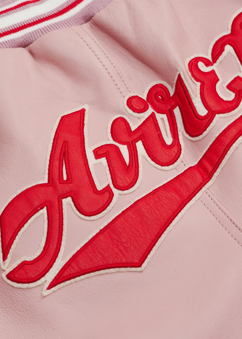 Avirex varsity leather short in pink detail