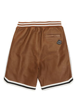 Load image into Gallery viewer, Avirex brown leather shorts. Speed tiger. back
